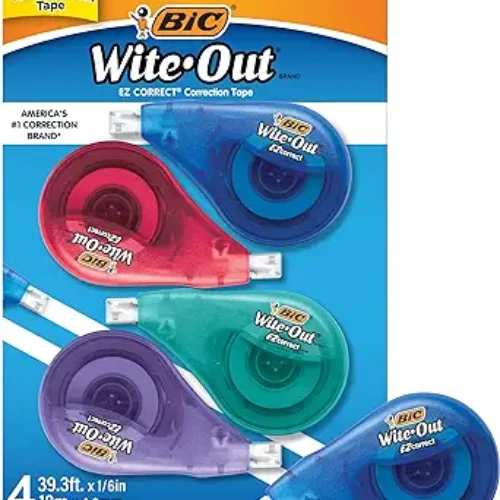 BIC Wite-Out Brand EZ Correct Correction Tape, 19.8 Feet, 4-Count Pack of white Correction Tape, Fast, Clean and Easy to Use Tear-Resistant Tape Office or School Supplies