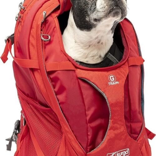 Kurgo G-Train – Dog Carrier Backpack for Small Pets – Cat & Dog Backpack for Hiking, Camping or Travel – Waterproof Bottom – Red