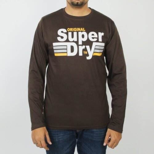 Men’s Printed Full Sleeves T-Shirt – Dark Brown